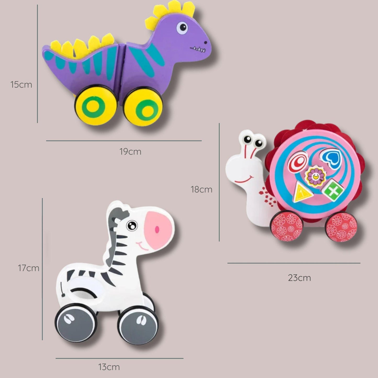 LittleEarth Wooden Animal Pull Along Toy