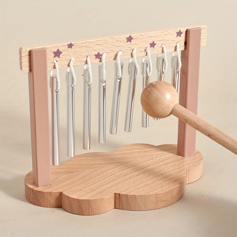 LittleEarth Wooden Cloud Rattle and Musical Toy Set