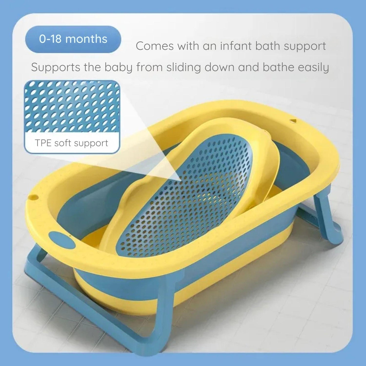 LittleSprout Foldable Baby Bath Tub with Newborn Support
