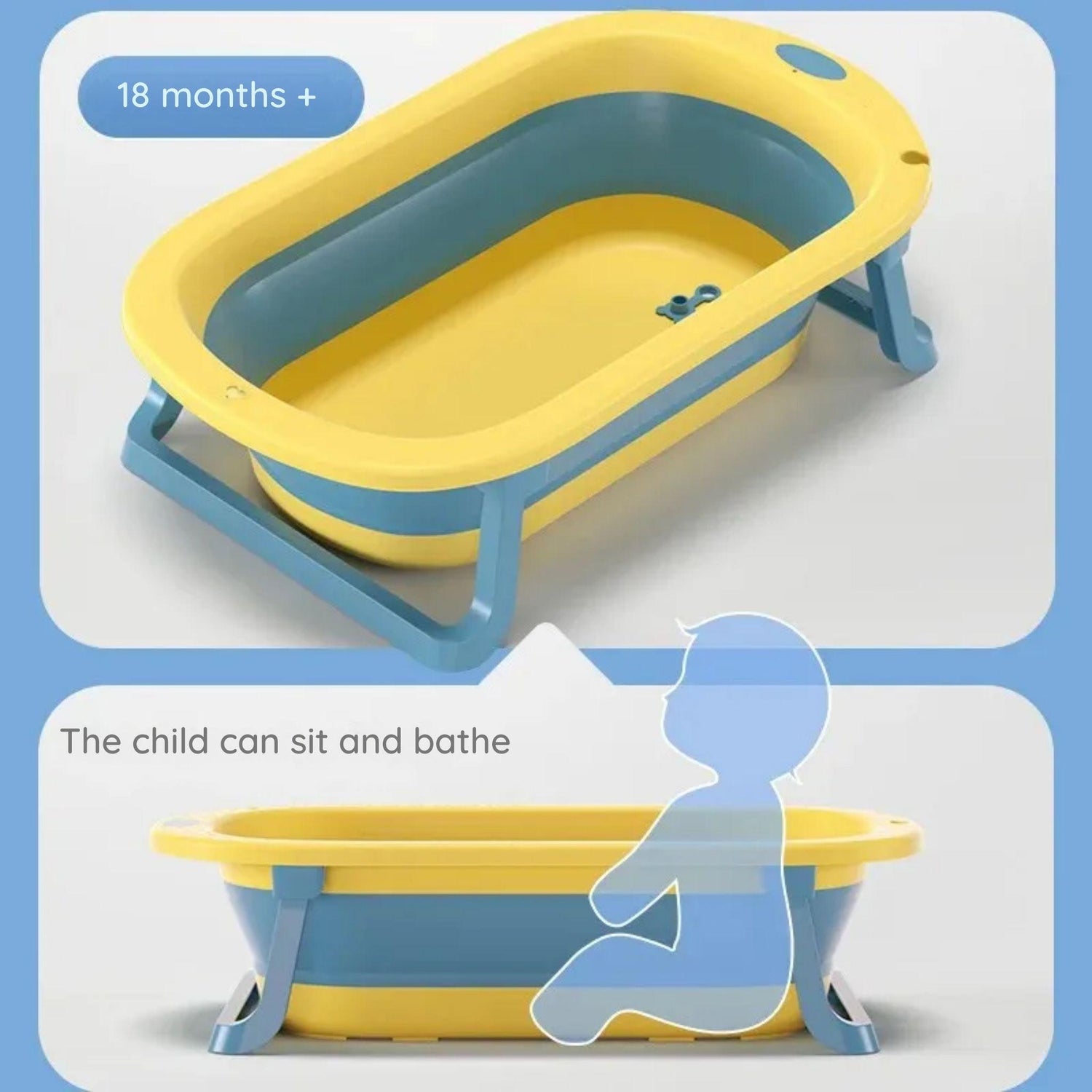 LittleSprout Foldable Baby Bath Tub with Newborn Support