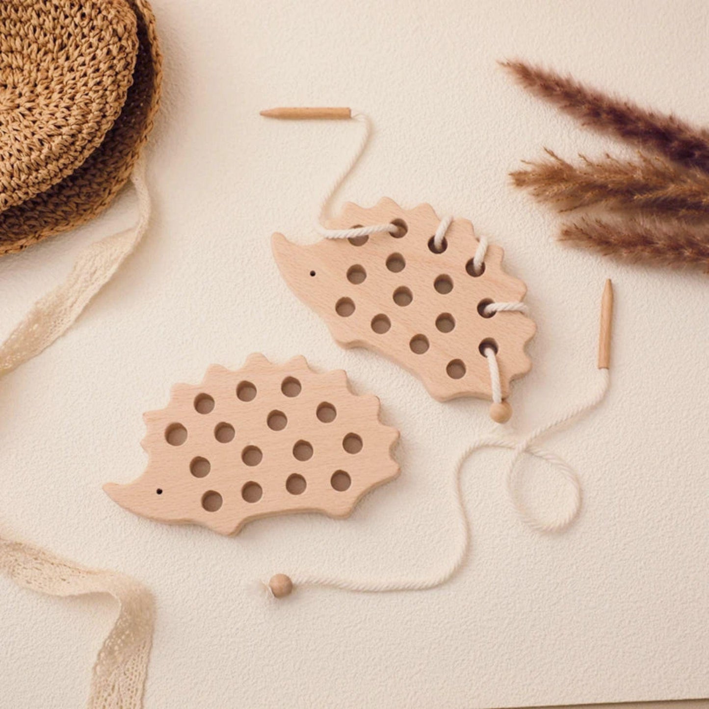 LittleEarth Wooden Threading Montessori Toy