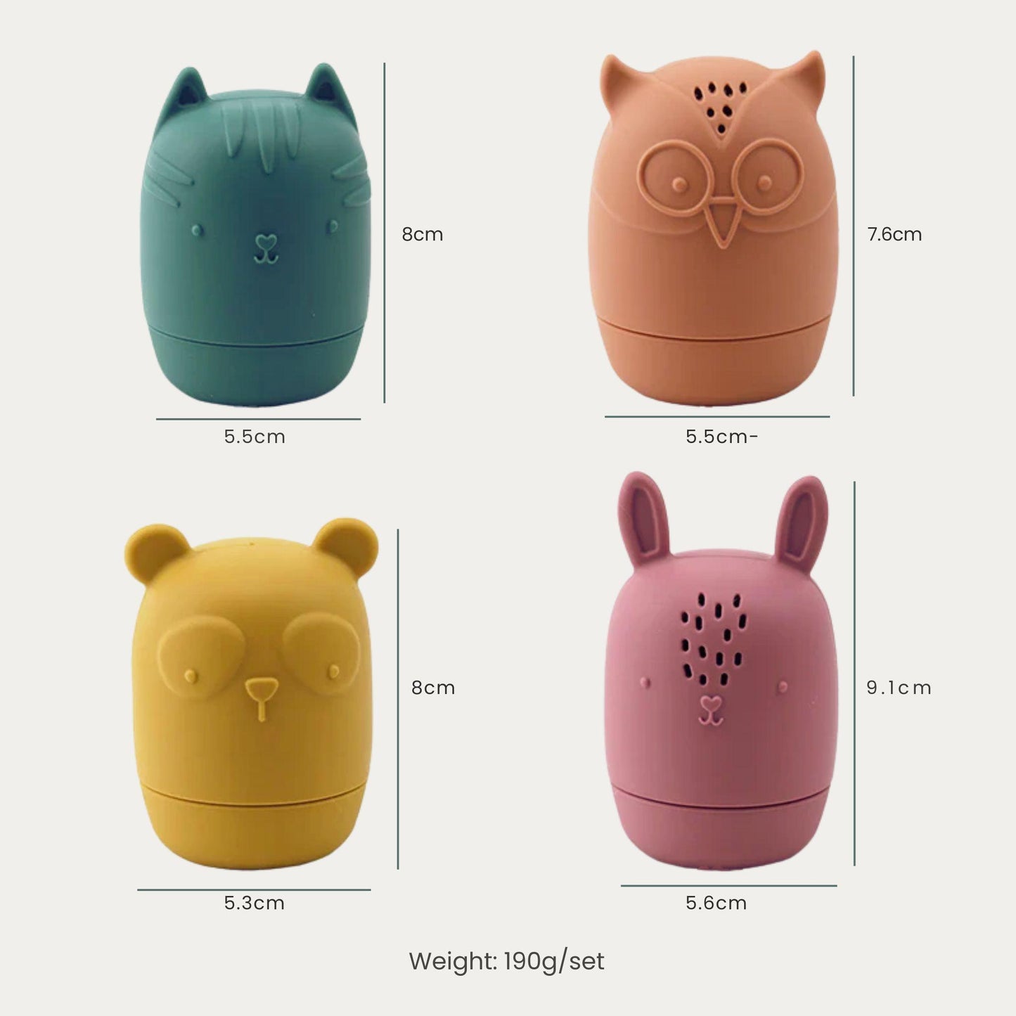 LittleSprout Silicone Sprinkler Bath Animal Toy Set