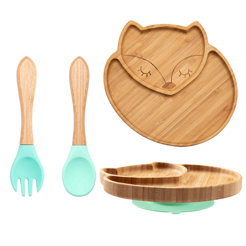 LittleEarth Bamboo Plate Set with Suction 3pc-set