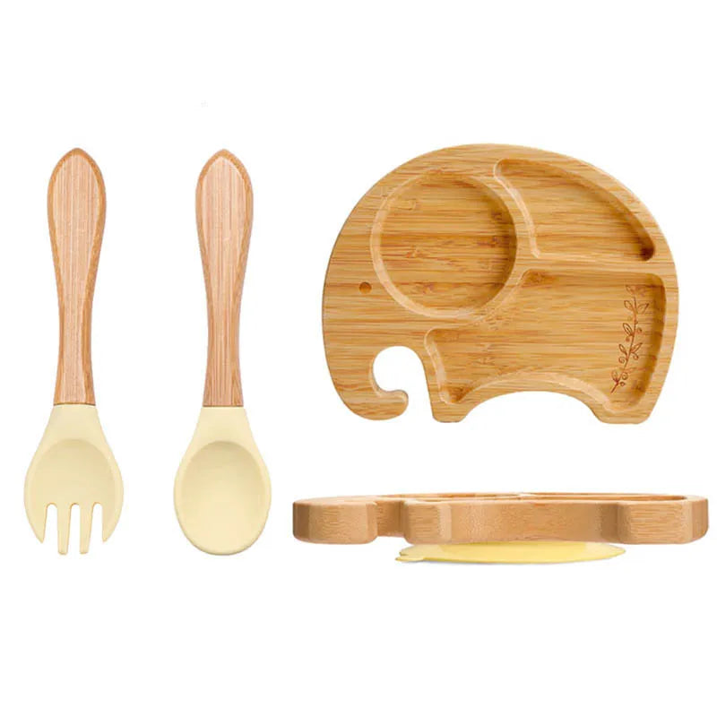 LittleEarth Bamboo Plate Set with Suction 3pc-set