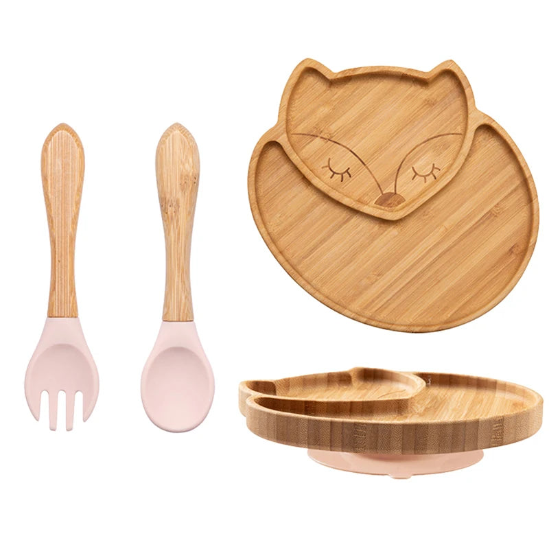 LittleEarth Bamboo Plate Set with Suction 3pc-set