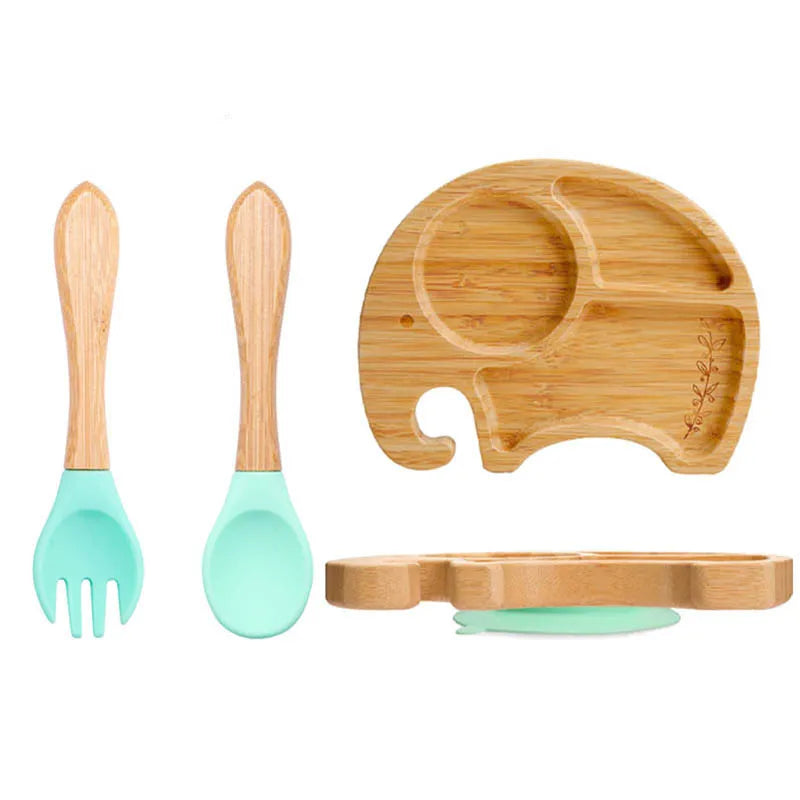 LittleEarth Bamboo Plate Set with Suction 3pc-set