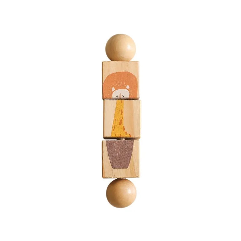 LittleEarth Wooden Animal Rattle & Rotating Puzzle Toys