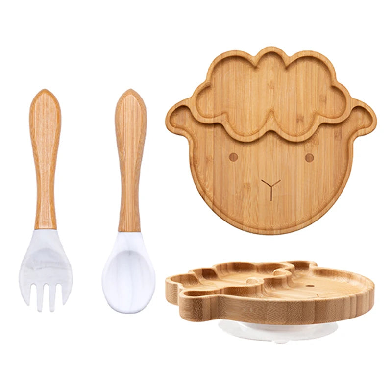 LittleEarth Bamboo Plate Set with Suction 3pc-set
