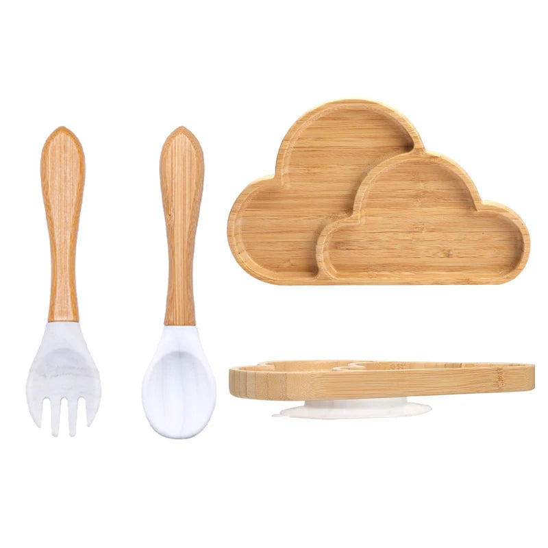 LittleEarth Bamboo Plate Set with Suction 3pc-set