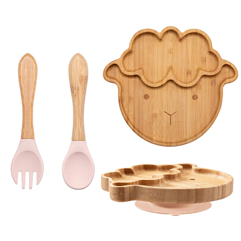 LittleEarth Bamboo Plate Set with Suction 3pc-set