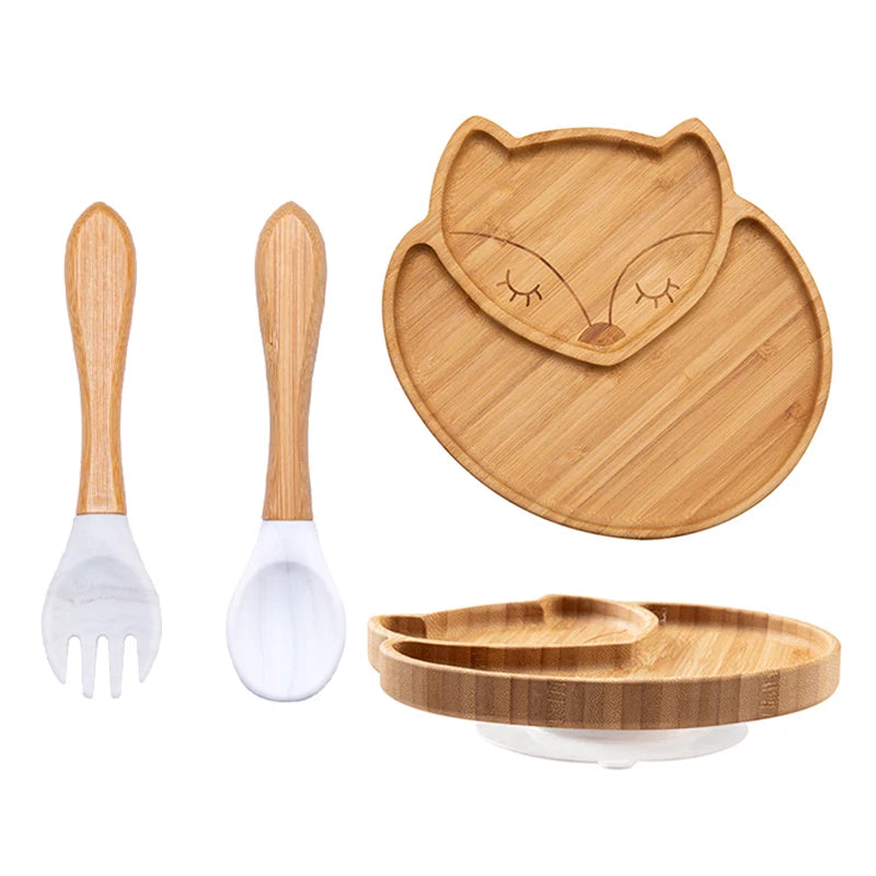 LittleEarth Bamboo Plate Set with Suction 3pc-set