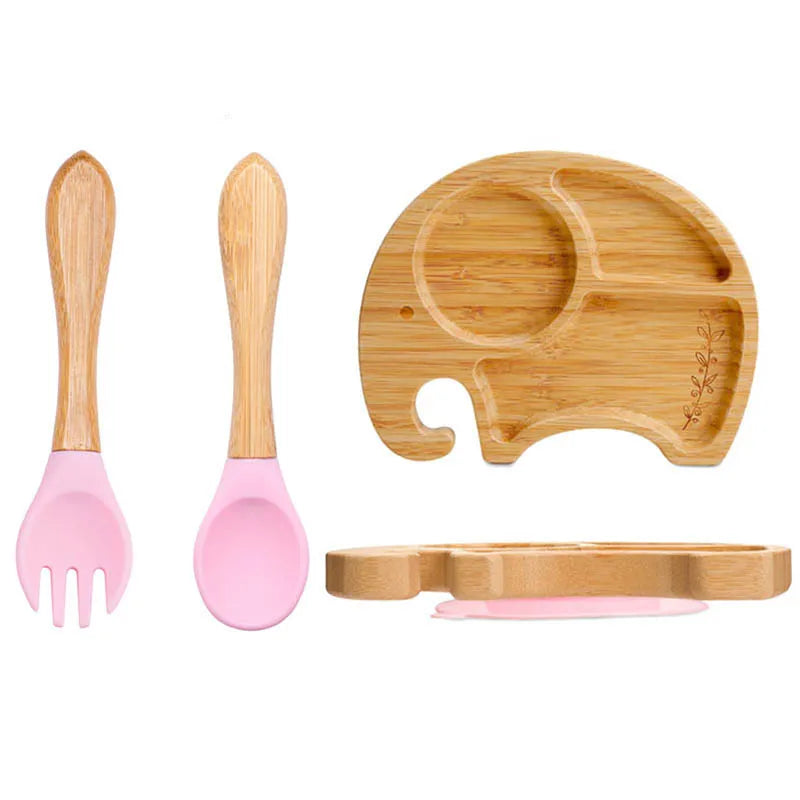 LittleEarth Bamboo Plate Set with Suction 3pc-set