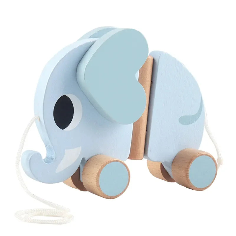LittleEarth Wooden Animal Pull Along Toy