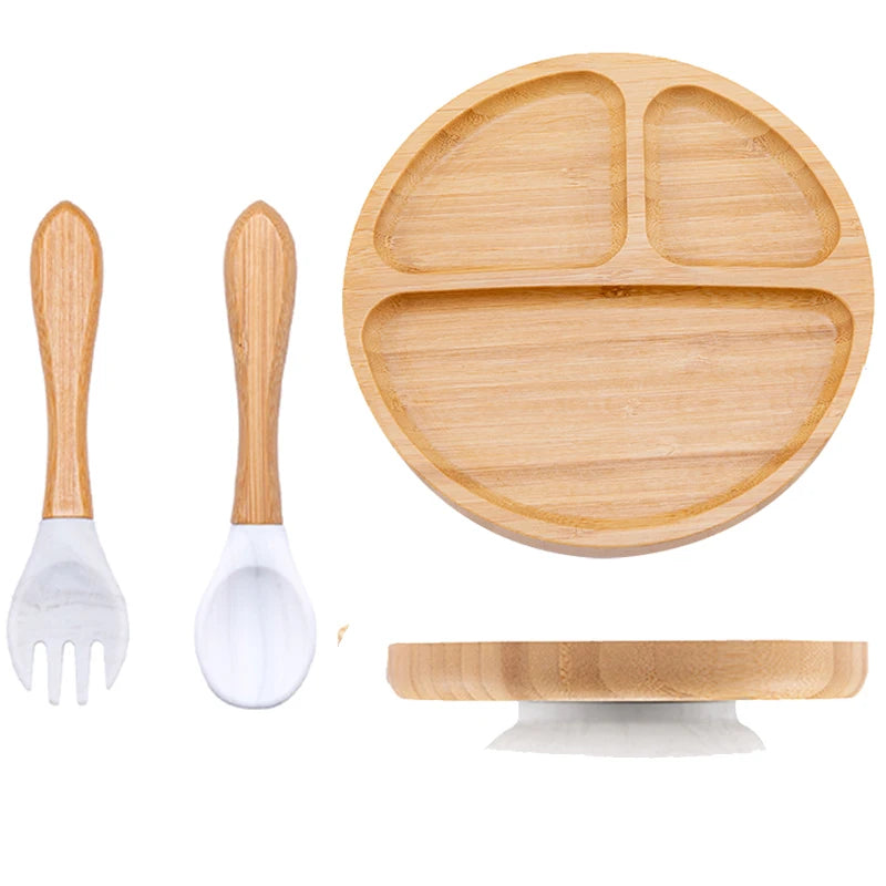 LittleEarth Bamboo Plate Set with Suction 3pc-set