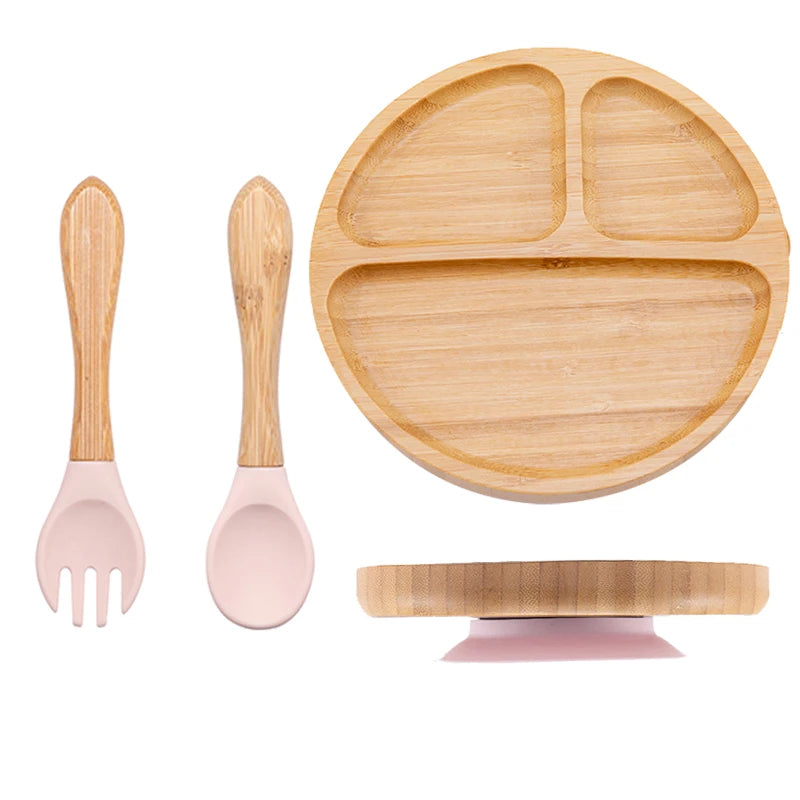 LittleEarth Bamboo Plate Set with Suction 3pc-set