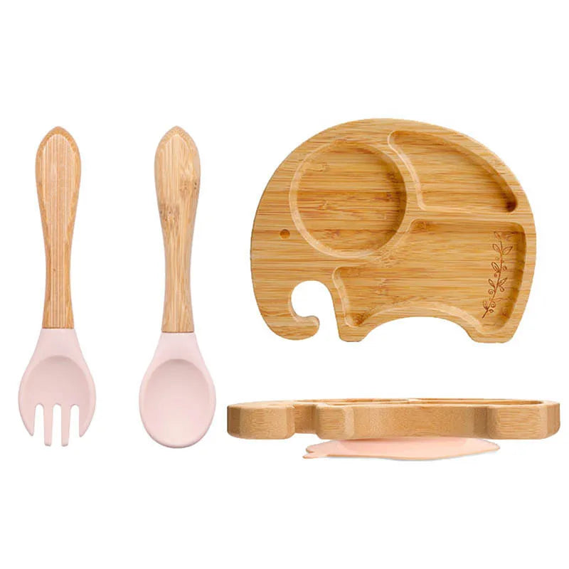 LittleEarth Bamboo Plate Set with Suction 3pc-set