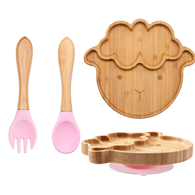 LittleEarth Bamboo Plate Set with Suction 3pc-set