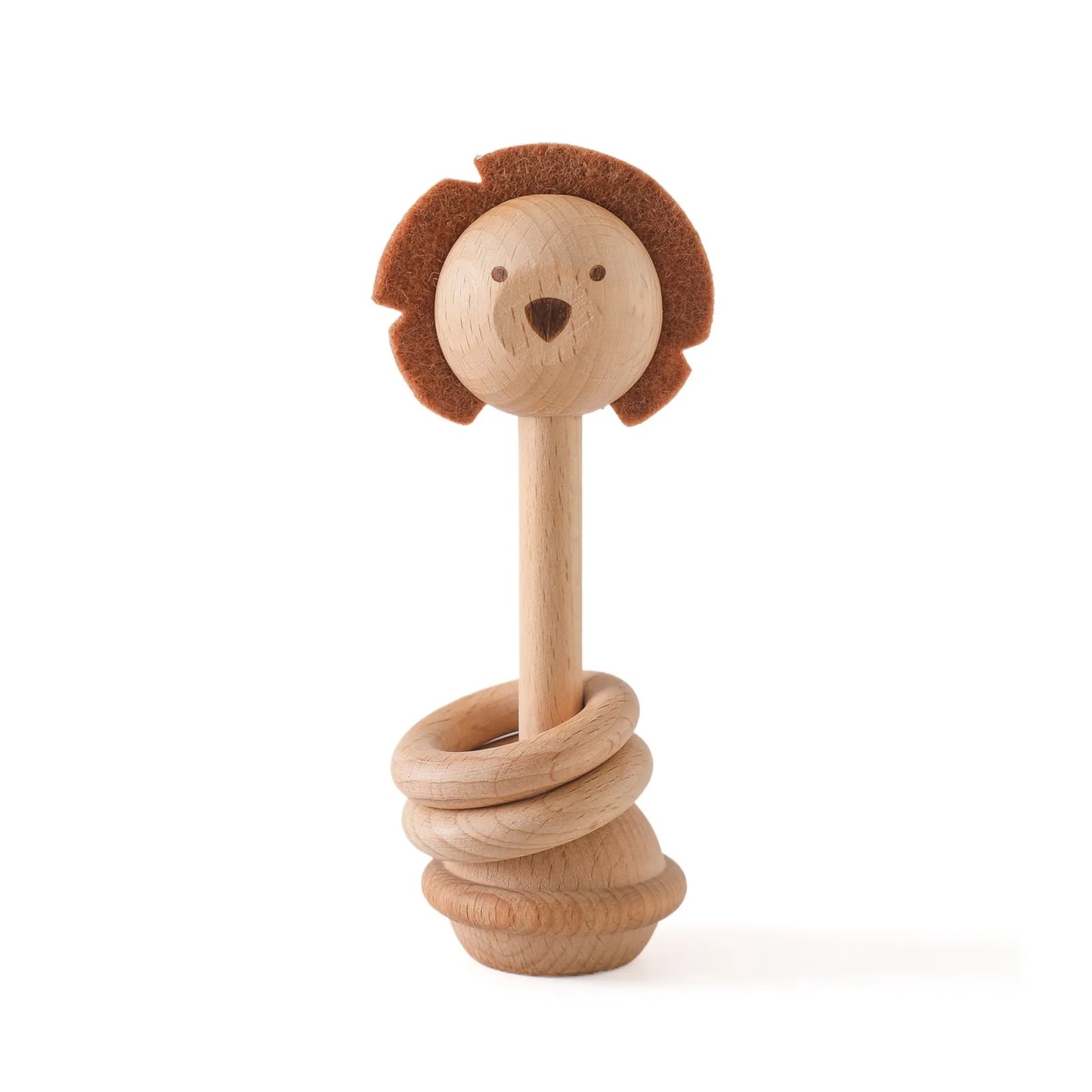 LittleEarth Wooden Animal Rattle & Rotating Puzzle Toys