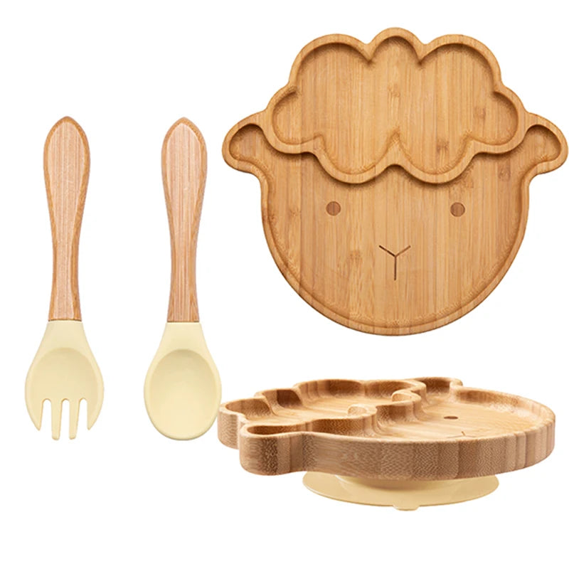 LittleEarth Bamboo Plate Set with Suction 3pc-set