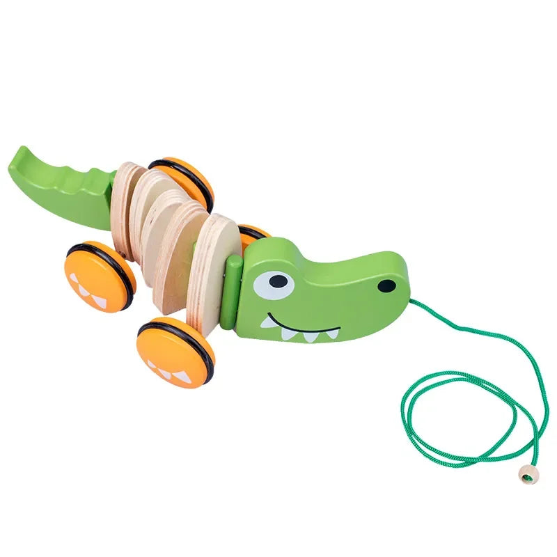 LittleEarth Wooden Animal Pull Along Toy