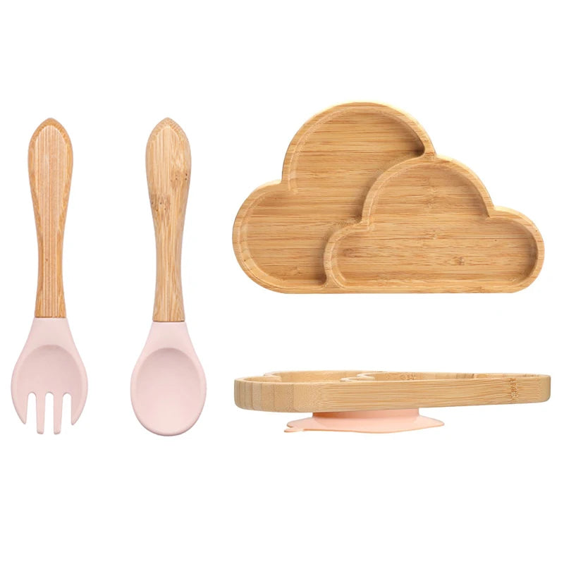 LittleEarth Bamboo Plate Set with Suction 3pc-set