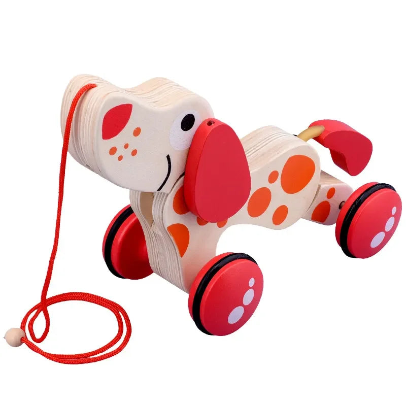 LittleEarth Wooden Animal Pull Along Toy