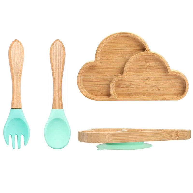 LittleEarth Bamboo Plate Set with Suction 3pc-set