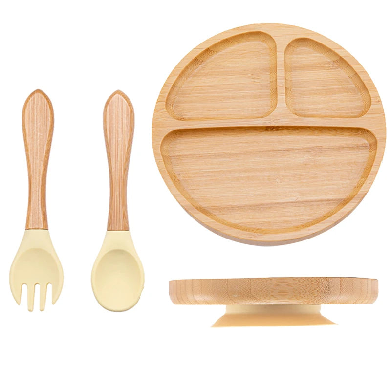 LittleEarth Bamboo Plate Set with Suction 3pc-set
