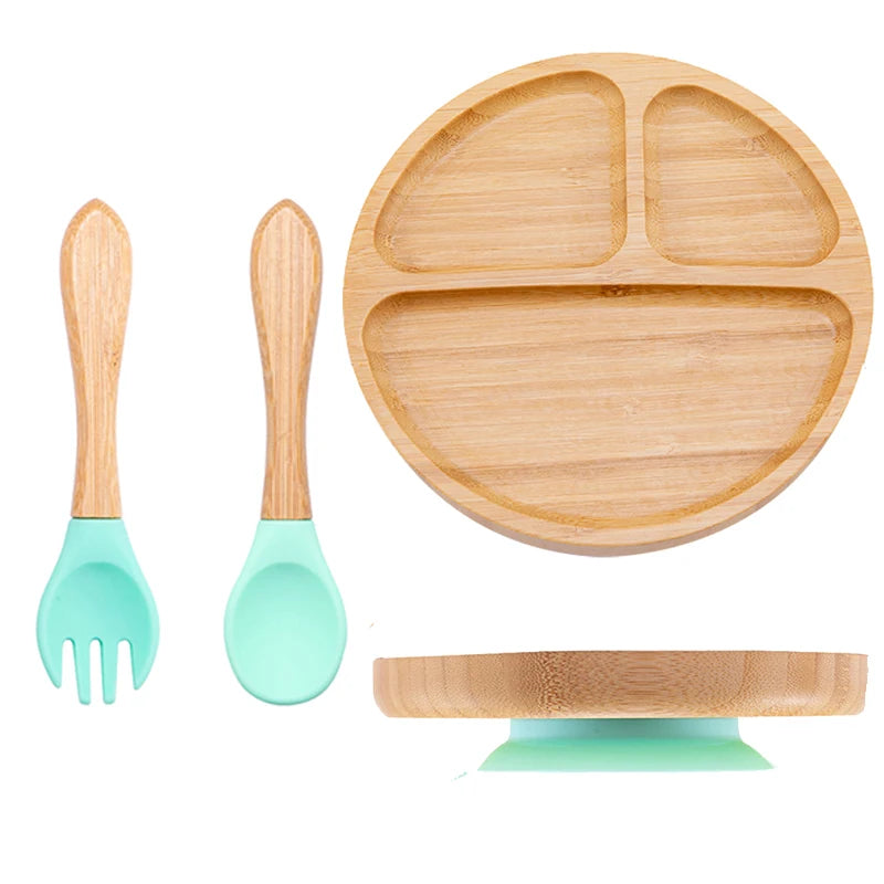 LittleEarth Bamboo Plate Set with Suction 3pc-set