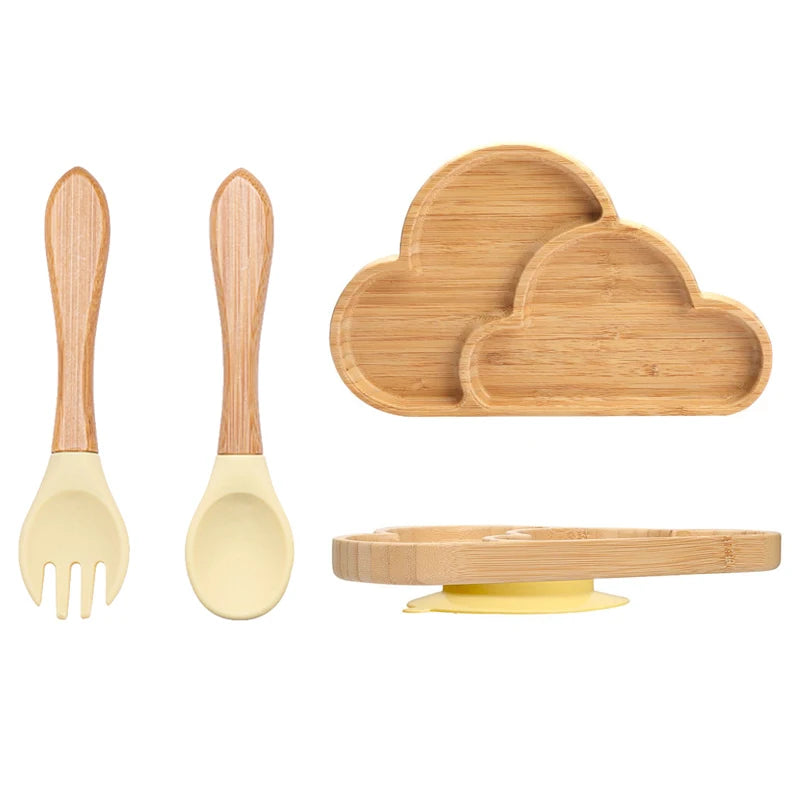 LittleEarth Bamboo Plate Set with Suction 3pc-set