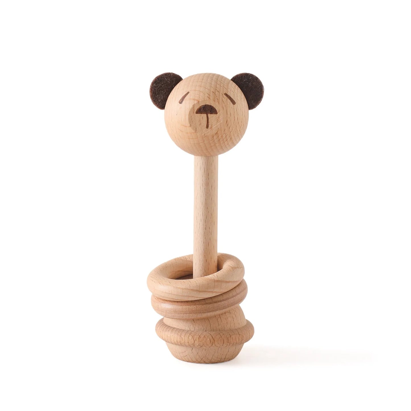 LittleEarth Wooden Animal Rattle & Rotating Puzzle Toys