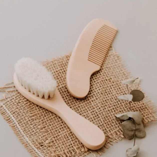 LittleEarth Baby Wooden Brush and Comb set (2pc)