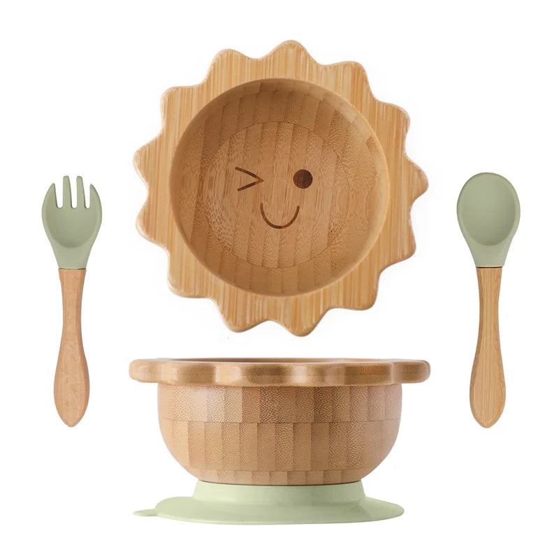 LittleEarth Bamboo Tableware set with suction