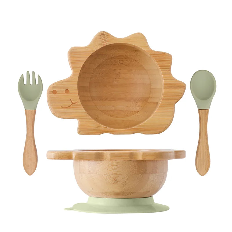 LittleEarth Bamboo Tableware set with suction