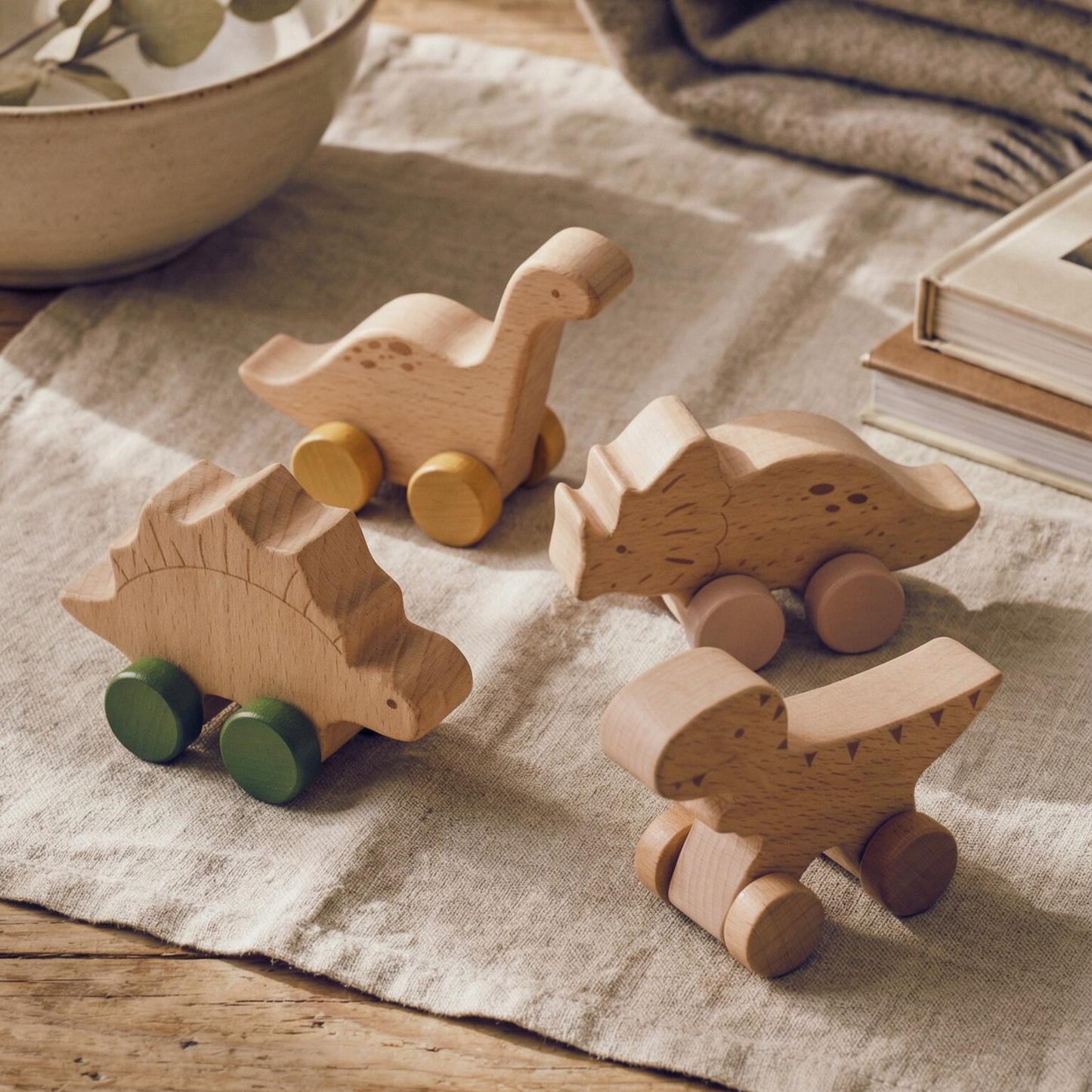 LittleEarth Wooden Teething Dinosaur Toys