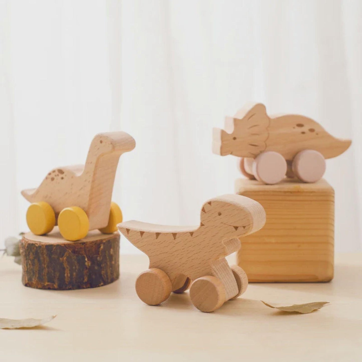 LittleEarth Wooden Teething Dinosaur Toys