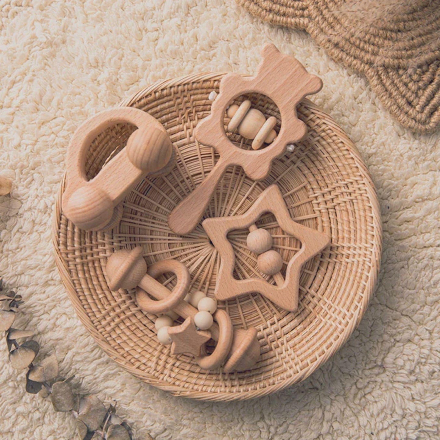 LittleEarth Wooden Rattle Set