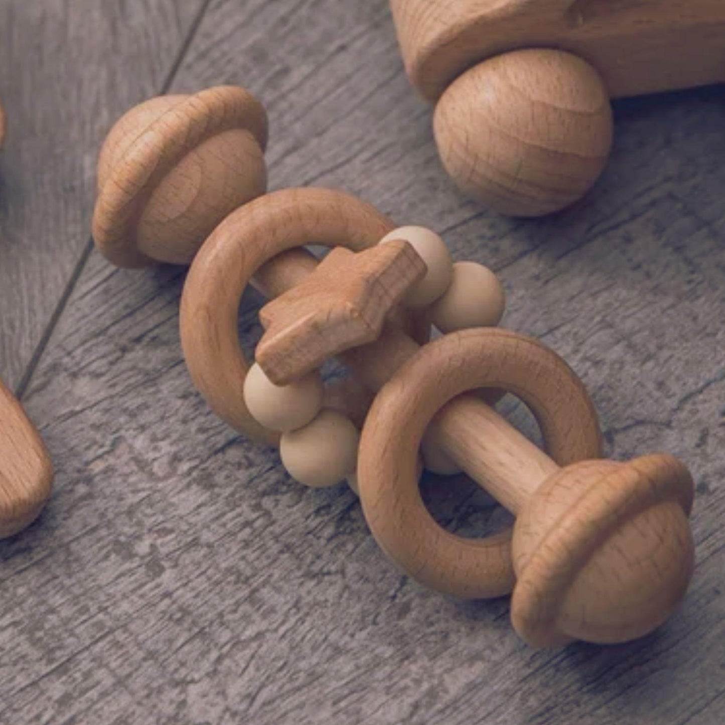 LittleEarth Wooden Rattle Set
