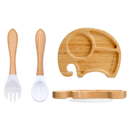 LittleEarth Bamboo Plate Set with Suction 3pc-set