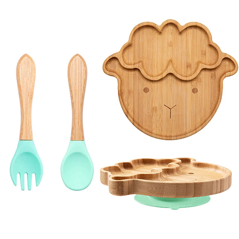 LittleEarth Bamboo Plate Set with Suction 3pc-set