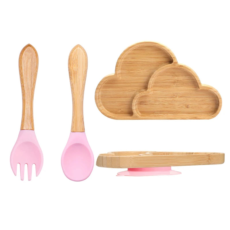 LittleEarth Bamboo Plate Set with Suction 3pc-set